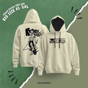 Hoodie Jumper HSCLO Roronoa Zoro One Piece Anime Manga Pullover Sweatshirt Bahan Fleece Ukuran Jumbo Big Size XS S M L XL XXL 3XL 4XL 5XL