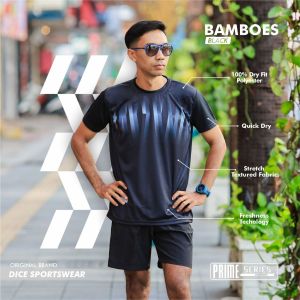 DiCE PRIME Jersey Bamboes Black Kaos Olahraga Drifit Polyester Anti UV