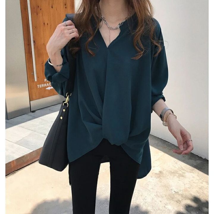 CJWT-02D%20TINO%20TINO%20WOMEN%20BLOUSE%20KOREAN%20TOP%20LONG%20SLEEVES%20DRAPERY%20BOTTOM%20/%20KEMEJA%20WANITA%20POLOS%20LENGAN%20PANJANG%20KASUAL%20-%20Image%203