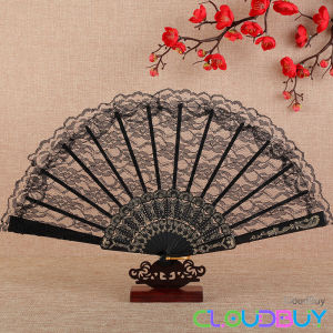 C.B.【Ready in Stock】 Vintage Style Lace Folding Hand Fan Bride Hand Fan Art Craft Gift Decor