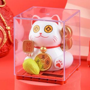 Solar Lucky Cat Hand Waving Fortune Cat Feng Shui Decoration Home Office Car Ornaments Opening Gift Chinese New Year招财猫