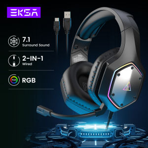 EKSA-E1000 V2 RGB PC Gaming Headphones With Microphone 7.1 Surround USB/Type C Wired Headset Gamer For PS4/PS5/Phone/Switch