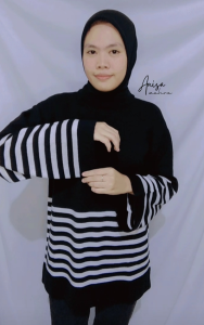 Sweater Aruna Stripe / Sweater / Sweater Wanita / Sweater Rajut 12 Get / Sweater belang belang / Sweater Garis / Sweater Polet / Sweater Rajut wanita / Baju Rajut Wanita Korea / Atasan Wanita / Fashion Style Korea / Pakaian Wanita