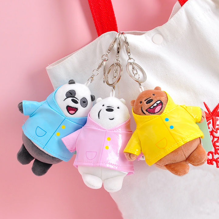 Cute We bare bears Plush key chains raincoat bears Panda Stuffed