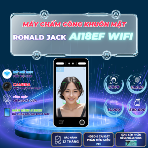 [AI18EF-WIFI] Máy Chấm Công Khuôn Mặt & Vân Tay Công Nghệ Mới Nhận Diện Nhanh (Bảo hành 1 năm chính hãng)