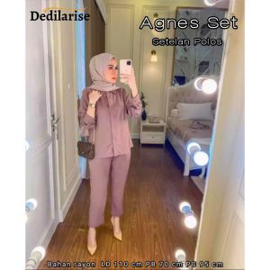 Dedilarise Agnes Set Setelan Polos Bahan Rayon Premium Setelan Wanita Feminim Trendy sepanjang Masa