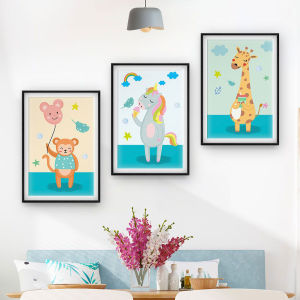 Tranh Laminate Tráng Gương - Tranh Treo Phòng Bé Con Vật Đáng Yêu