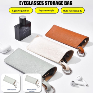 Key Ring Leather Eyeglasses Organizer Convenient Portable Hanging Sunglasses Storage Bag