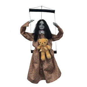 Scary Halloween Decorations Sound Activated Swinging Ghostly Doll with Light Up Eye for Garden Yard Indoor and Outdoor