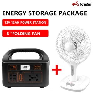NSS 3IN1 Solar Generator Set 220V 150W Outdoor Power Station And Solar Fan And Solar Panel multi-function Portable Large Capacity Support Charging Mobile Emergency Power Bank 12000mah