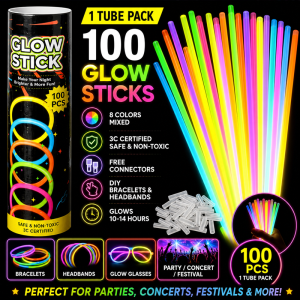 100pcs LED Glow Sticks DIY Bracelet Necklace Headband Neon Light Stick Concert Party Festival Birthday Supplies