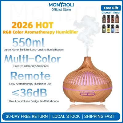 【Official Store】2026NEW MONTROLI Remote Ultrasonic Air Humidifier Aroma Diffuser Aromatherapy Humidifier Ultrasonic 3-Pin Plug Air Diffuser