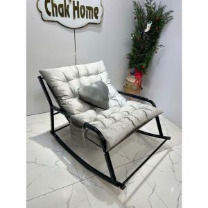 Ghế Bập Bênh Đọc Sách Thư Giãn Khung Thép Đệm Cao Cấp Decor Phòng Ngủ Phòng Khách HEALHOMES