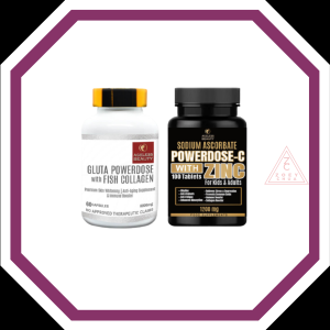 *POWERDOSE BUNDLE 02 Best Selling AGELESS BEAUTY Glutathione w/ Fish Collagen Vitamin C Sodium Ascorbate w/ ZINC 1800mg w/ Pearl Powder Skin Whitening Age Defying Anti Wrinkle Anti Aging Made in USA Health & Beauty Supplement