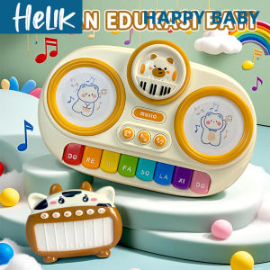 Mainan 2 IN 1 Piano Drum Elektrik Anak dengan Lampu Mainan Musik Edukasi Anak
