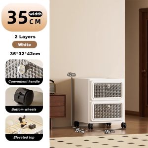 JJ.SG 2-6 Tiers Storage Drawer Cabinet Plastic Storage Cabinet With Wheels Vintage Home Organizer Bedside Table
