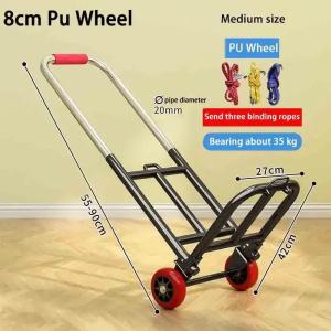 Folding Handcart Portable Handcart with Adjustable Handle Truck for Climbing Stairs Shopping Home Transportation Luggage Trailer