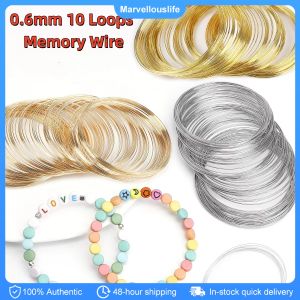 10 Loops 0.6mm Memory Wire Bracelet Ring Stainless Steel Coil for DIY Jewelry Making Bead Stringing Craft Supplies