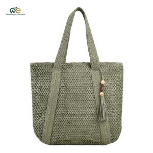 Elegant Women Shoulder Bag Fashion Hand-Woven Handbags Handmade Simple with Tassel Pendant Casual Tote Purses [Winnereco Lifestyle]
