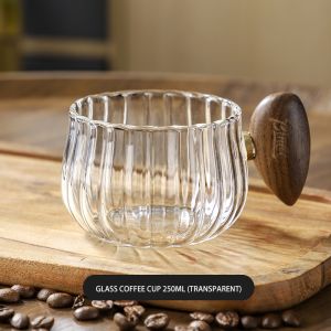 BINCOO Glass Coffee Mug Water Cup Heat-resistant Office Drinking Cup Household American Afternoon Tea Cup 250ML