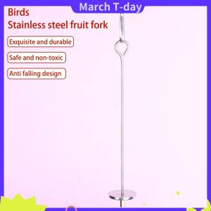 March Parrot thép không gỉ trái cây ngã ba Đồ chơi chim lồng Nguồn cung cấp trái cây chèn chim Feeder Pet Vẹt phụ kiện Pet Bird Nguồn cung cấp