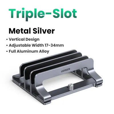 UGREEN Laptop Stand Adjustable Dual Triple Solts Vertical Full Aluminum Alloy for Laptop Tablet iPad Model: 35357