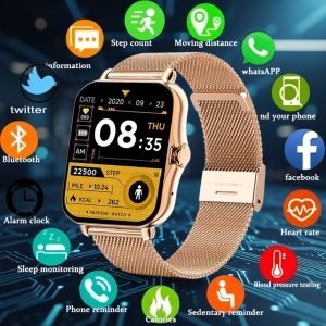 2026 New Women Men Smart Watch 1.69 Full Touch Screen Fitness Tracker Bluetooth Call Smart Clock Ladies Smartwatch Women