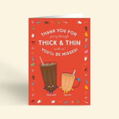 Singapore Souvenir Greeting Card – A4 SIZE (Farewell / Goodbye / Good Luck / All The Best) Cheers / Kopi / Teh