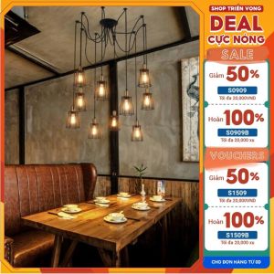 Bộ đèn chùm thả dây nhện 10 bóng dây 2m đèn chùm thả trần trang trí decor bền đẹp tại C-LED - 08520017
