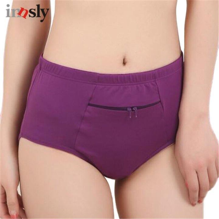 Women Panties with Zipper Big Size Female Cotton Underwear with Pocket High  Quality Novel Breathable Ladies Briefs