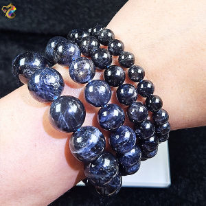 Premium Grade Rare Natural Dark Hole Devilish Twinkle Starry Cat Eyes Iolite Bracelet