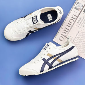 Original Tiger Shoes Classic White/navy Blue/yellow Mens and Womens Canvas Non-slip Lazy Shoes Comfortable Breathable Casual Sneakers 1183A360-116