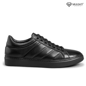 Giày thể thao nam MULGATI Black Sneaker da trơn màu đen - M128A-82A