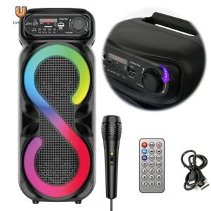 Bluetooth-Compatible Speaker Karaoke Speaker with RGB Light Portable Boombox USB/TF Outdoor Speaker for Outdoor Camping[Ueb Shop]