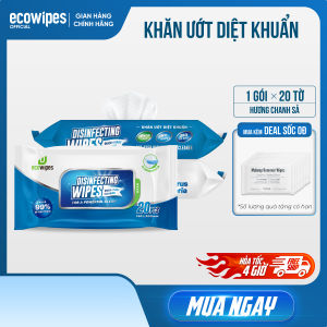 Khăn ướt diệt khuẩn Disinfecting Wipes gói 20 tờ diệt 999% vi khuẩn hương chanh dịu nhẹ không kích ứng da