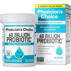 Physicians Choice Probiotics 0 Billion CFU - 10 Strains + Organic Prebiotics - Immune Digestive & Gut Health - Supports Occasional Constipation Diarrhea Gas & Bloating - for W