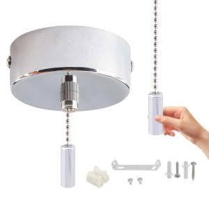 Round Metal Light Switches 60mm Diameter with 150cm Pull Cord Simple Installation for Home Office Commercial Lighting
