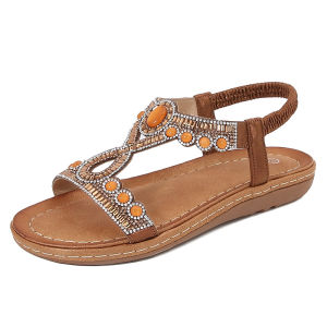 Womens Sandals Comfort Casual Sandals Rhinestone Decoration Low-top Stable Clip-on Open-toe