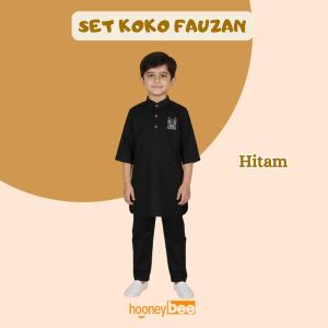 Hooneybee Fauzan Hitam Setelan Koko Anak Laki Laki Size 2-10 Tahun Baju Muslim Anak Cowok