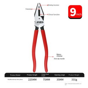 UNMEGONI 1Pcs Steel Wire Wire Pliers Multi-Functional Labor-Saving Flat Mouth Pliers Durable 7/8/9 inch Electrician Tool for Electricians
