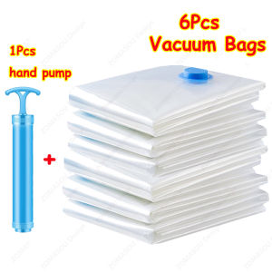 1-24Pcs Reusable Vacuum Storage Sealing Bags with Hand Pump Clear Folding Compressed Space Saving Vacuum Bag for Clothes Travel2026