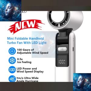 2026 NEW Mini Handheld Turbo Fan 100 Speed Wind LED Digital Display Adjustable Portable High Speed Air Cooling Fan