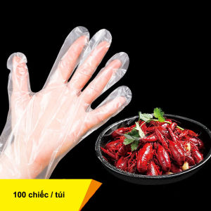 Vật liệu PE tiêu chuẩn thực phẩm găng tay dùng một lần Số lượng: 100 cái / túi Kích thước: 245 x 135cm