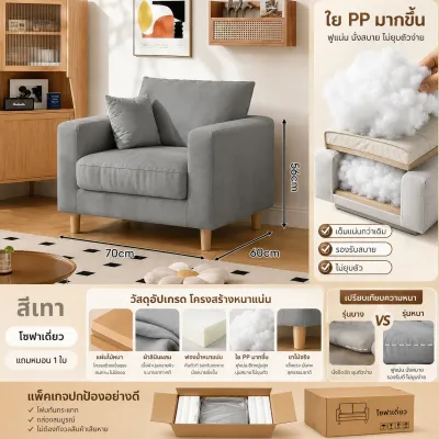 CONOCO.MALLโซฟาสไตล์นอดิก โซฟามินิมอล sofa โซฟาน่า โซฟาคอนโด เฟอร์นิเจอร์ มีพนักพิง ราคาถูก เบาะผ้ากำมะหยี่เกาหลีนุ่มแน่นนั่งสบาย