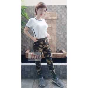Femme Ols - Celana Panjang Motif  Loreng / Army Wanita Senam/ Aerobic / Jogging / Santai Olahraga 917 & 922
