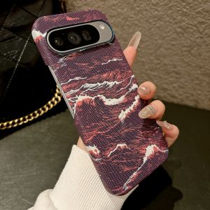 For Magsafe Kevlar Ocean Wave Pattern Plastic Case For Google Pixel 7 8 9 10 Pro XL 10A 9A Magnetic Slim Frameless Cooling Cover