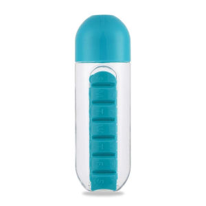 Bình Nước Kèm Hộp Chia Thuốc 7 Ngăn Theo Ngày – Hộp Đựng Viên Uống 2in1 Nhỏ Gọn Tiện Mang Theo