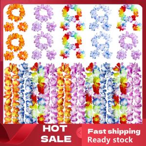 🚚【Local Express Delivery】🚚 4Pcs set Hawaiian Artificial Flowers Leis Necklace Garland Headband Wedding Birthday Beach Tropical Party Decoration