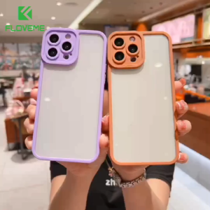 FLOVEME Luxury Transparent Acrylic Phone Case for iPhone 13 12 11 Pro Max X XR XS Max PC TPU Hybrid Lens Protection Shockproof Back Cover