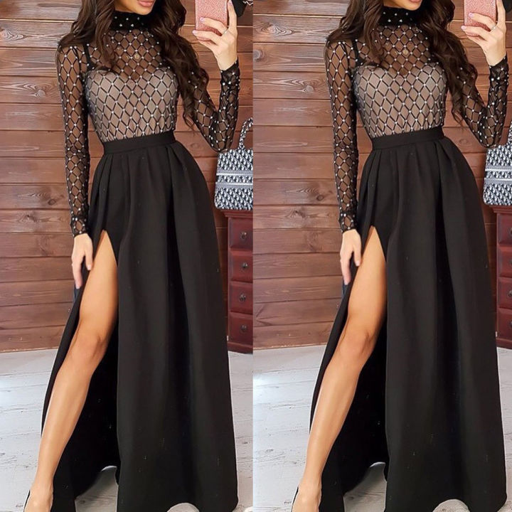 Long sleeve sale turtleneck gown